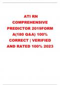 ATI RN COMPREHENSIVE PREDICTOR 2019FORM A(180 Q&A) 100% CORRECT | VERIFIED AND RATED 100% 2023