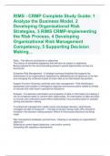 RIMS - CRMP Complete Study Guide; 1 Analyze the Business Model, 2 Developing Organizational Risk Strategies, 3 RIMS CRMP-Implementing the Risk Process, 4 Developing Organizational Risk Management Competency, 5 Supporting Decision Making, ,