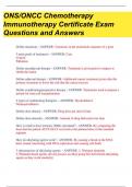 ONS/ONCC Chemotherapy Immunotherapy Certificate Exam Latest Questions And Answers (Verified Answers)