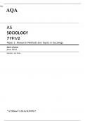 AQA AS SOCIOLOGY Paper 2 JUNE 2023 MARK SCHEME: Research Methods and Topics in Sociology