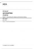 AQA A-level ACCOUNTING Paper 2 JUNE 2023 MARK SCHEME: Accounting for analysis and decision-making