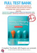 Test Bank For Yoder-Wises Leading and Managing in Canadian Nursing, 2nd Edition (Waddell, 2020), 9781771721677, Chapter 1-32 All Chapters with Answers and Rationals