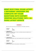 NRNP 6635 FINAL EXAM LATEST 3 DIFFERENT VERSIONS 300  COMPLETE SET EXAM QUESTIONS WITH EXPERT  VERIFIED SOLUTIONS 100% | A+  PASS| LATEST UPDATE VERSION 1