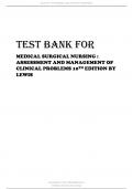 TEST BANK FOR MEDICAL SURGICAL NURSING : ASSESSMENT AND MANAGEMENT OF CLINICAL PROBLEMS 10TH EDITION BY LEWIS DUE 20TH DEC 2023.