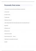 Paramedic final review questions with correct answers