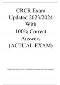 CRCR Exam Updated 2023/2024 With  100% Correct Answers  (ACTUAL EXAM)