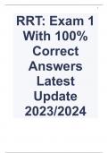 RRT: Exam 1 With 100% Correct Answers Latest Update 2023/2024