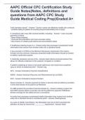 AAPC Official CPC Certification Study Guide Notes(Notes, definitions and questions from AAPC CPC