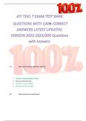 ATI TEAS 7 EXAM TEST BANK   QUESTIONS WITH 100% CORRECT   ANSWERS LATEST UPDATED VERSION 2022-2023/300 Questions with Answers