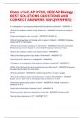 Chem v1/v2, AP V1/V2, HESI A2 Biology BEST SOLUTIONS QUESTIONS AND  CORRECT ANSWERS 100%[VERIFIED