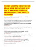 NR 326 MENTAL HEALTH CMS  EXAM REAL QUESTIONS AND  100 % VERIFIED CORRECT ANSWERS | LATEST UPDATE  2024/2025