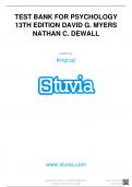 TEST BANK FOR PSYCHOLOGY 13TH EDITION DAVID  G. MYERS NATHAN C. DEWALL 1.The branch of psychology that systematically focuses on the physical, cognitive, and social changes that occur throughout the human life-span cycle is called A) social psychology. B)