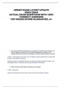 NREMT EXAM LATEST UPDATE  2023/2024  ACTUAL EXAM QUESTIONS WITH 100%  CORRECT ANSWERS  TOP GRADE SCORE GUARANTEE, A+