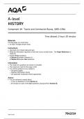 A-level HISTORY Component 1H Tsarist and Communist Russia, 1855–1964