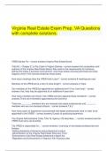    Virginia Real Estate Exam Prep, VA Questions with complete solutions.