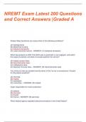 NREMT EXAM LATEST  200 QUESTIONS |A GRADE & VERIFIED ANSWERS