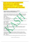 TEST BANK FOR MARKETING  RESEARCH AN APPLIED  ORIENTATION =7TH  EDITION NARESH MALHOTARA GRADED  EXAM