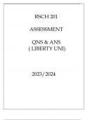 RSCH 201 ASSESSMENT QNS & ANS ( LIBERTY UNI ) 2023