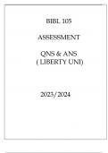 BIBL 105 ASSESSMENT QNS & ANS ( LIBERTY UNI ) 2023.