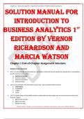 SOLUTION MANUAL FOR INTRODUCTION TO BUSINESS ANALYTICS 1ST EDITION BY VERNON RICHARDSON AND marcia watson.