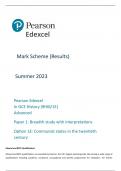 EDEXCEL A LEVEL HISTORY PAPER OPTION 1E MARK SCHEME JUNE 2023