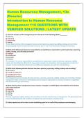 Human Resources Management, 13e (Dessler) Introduction to Human Resource Management 110 QUESTIONS WITH  VERIFIED SOLUTIONS | LATEST UPDATE 1) The basic functions of the management processinclude all of the following EXCEPT . A) planning B) organizing C) o