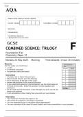 AQA GCSE COMBINED SCIENCE TRILOGY Foundation Tier Chemistry Paper 1F and 2F Question papers and mark schemes for June 2023