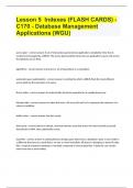 Lesson 5 Indexes (FLASH CARDS) - C170 - Database Management Applications (WGU)