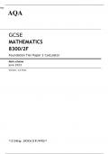 AQA GCSE MATHEMATICS Foundation Tier Paper 2 8300/2F Calculator Mark scheme June 2023