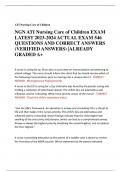 ATI Nursing Care of Children NGN ATI Nursing Care of Children EXAM  LATEST 2023-2024 ACTUAL EXAM 546  QUESTIONS AND CORRECT ANSWERS  (VERIFIED ANSWERS) |ALREADY  GRADED A+