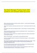  ServSafe Manager Practice Exam 2021 questions and answers latest top score.