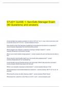 STUDY GUIDE 1: ServSafe Manager Exam (80 Questions) and answers.