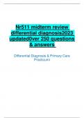 Nr511 midterm review differential diagnosis2023 updated0ver 250 questions & answers 