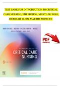 Introduction to Critical Care Nursing 8th Edition TEST BANK by Mary Lou Sole; Deborah Goldenberg Klein | Verified Chapter's 1 - 21 | Complete