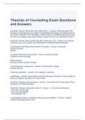 Theories of Counseling Exam Questions and Answers