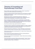 Theories of Counseling and Psychotherapy Final Exam