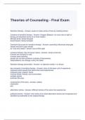 Theories of Counseling - Final Exam Questions and Answers