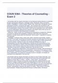 COUN 5364 - Theories of Counseling - Exam 2 Questions and Answers