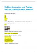 Welding Inspection and Testing  On-Line Questions With Answers