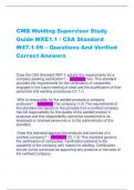 CWB Welding Supervisor Study  Guide WXE1.1 / CSA Standard  W47.1-09 – Questions And Verified  Correct Answers