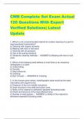 CWB Complete Set Exam Actual  120 Questions With Expert  Verified Solutions| Latest  Update