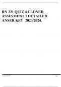 RN 231 QUIZ 4 CLONED ASSESMENT 1 DETAILED ANSER KEY 2023/2024.