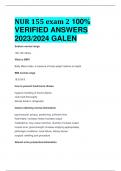 BEST ANSWERS NUR 155 EXAM 2 Galen 100% VERIFIED ANSWERS  2023/2024