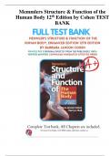 Memmlers Structure & Function of the Human Body 12th Edition by Cohen TEST BANK | QUESTIONS & ANSWERS (SCORED A+) | 2023