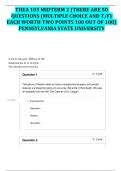 THEA 105 MIDTERM 2 (THERE ARE 50 QUESTIONS (MULTIPLE CHOICE AND T-F) EACH WORTH TWO POINTS 100 OUT OF 100) PENNSYLVANIA STATE UNIVERSITY