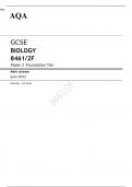 AQA GCSE BIOLOGY Paper 2 Foundation Tier  Paper 2 Foundation Tier 8461/2F Mark scheme June 2023