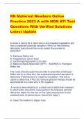 RN Maternal Newborn Online  Practice 2023 A with NGN ATI Test  Questions With Verified Solutions Latest Update