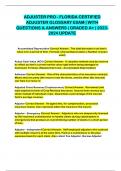 ADJUSTER PRO - FLORIDA CERTIFIED  ADJUSTER GLOSSARY EXAM | WITH  QUESTIONS & ANSWERS | GRADED A+ | 2023- 2024 UPDATE