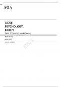 AQA GCSE PSYCHOLOGY 8182/1 Paper 1 Mark scheme June 2023- Cognition and Behaviour