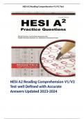 HESI A2 Reading Comprehension V1/V2 / HESI A2 English Entrance /  HESI Comprehensive A and HESI Comprehensive B & HESI A2 Practice test. 